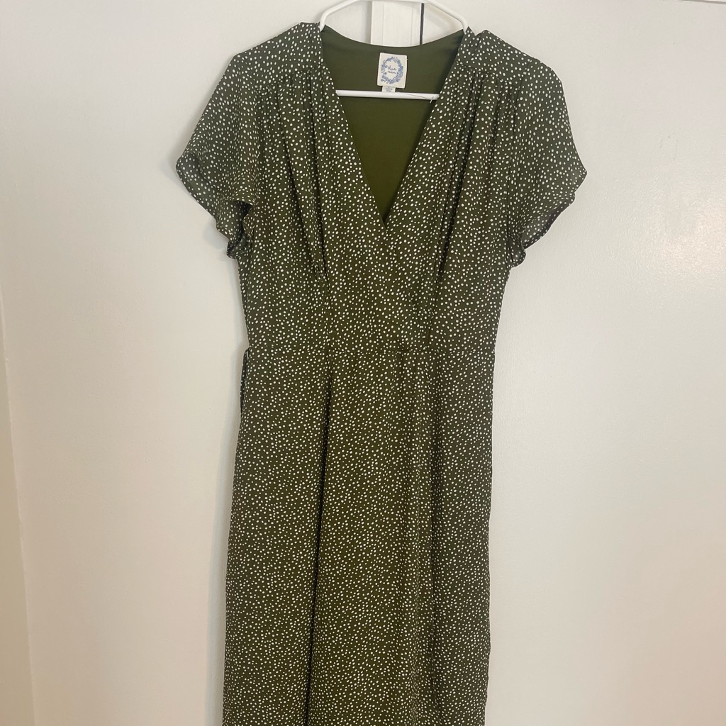 Francesca’s | Olive Colored Dress With Polka Dots